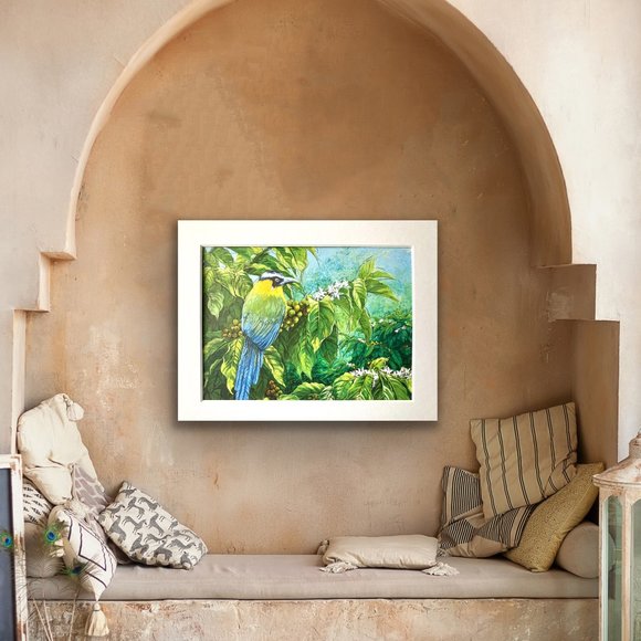 8x10" Colombia Cafe Quindio Art Print (w/mat): Andean Motmot (Barranquero)- HOME - Picture 6 of 6